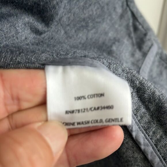 EUC Eileen Fisher gray blue stand collar chambray jacket large - Picture 8 of 9